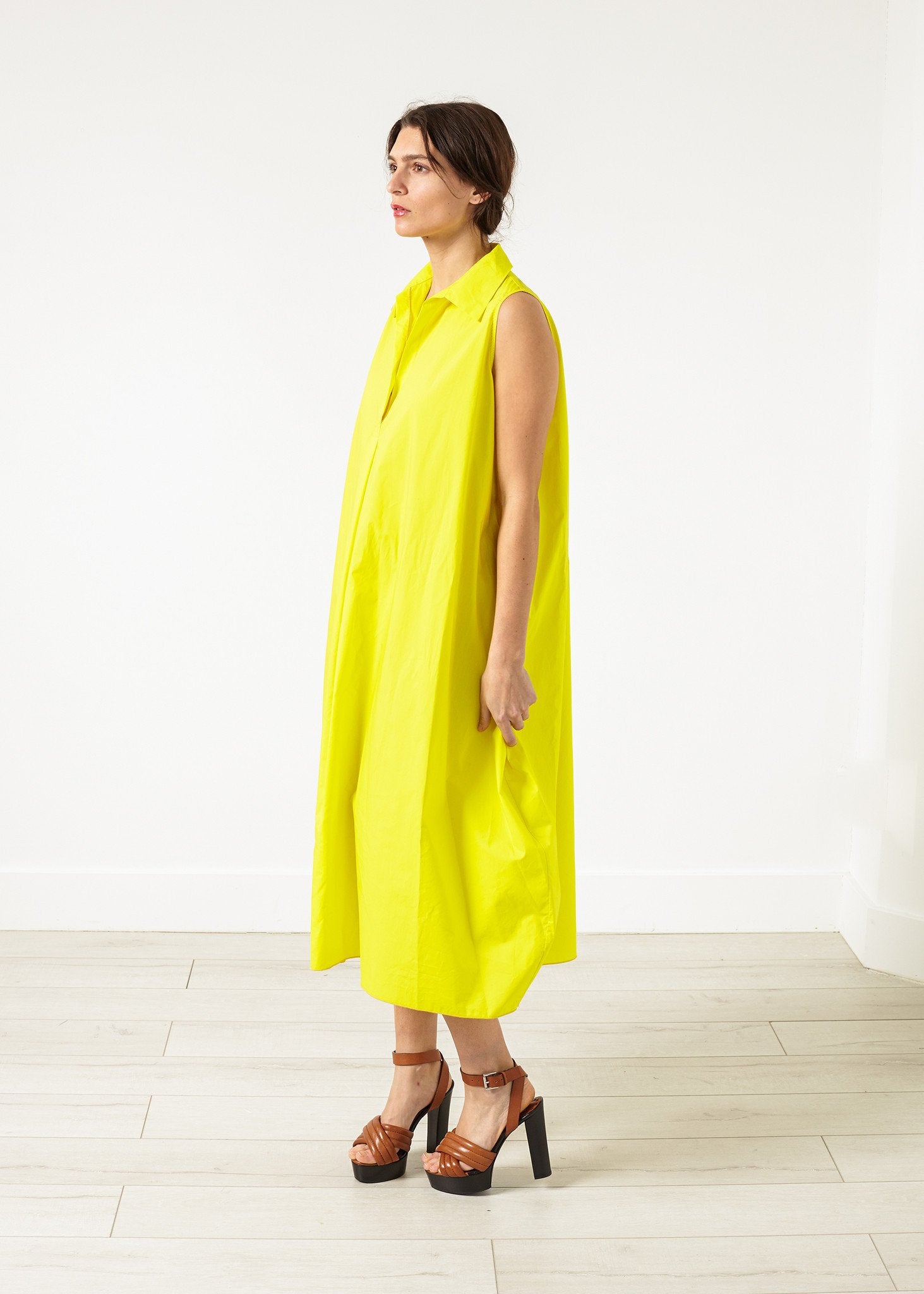 Balloon Cotton Dress in Yellow